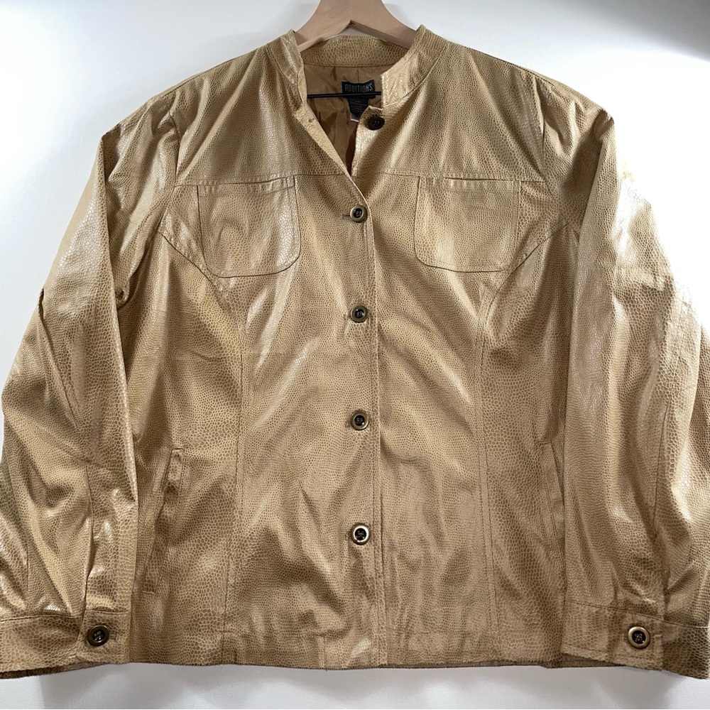 NWT Additions by Chico’s Warm Camel Textured Faux Leather Jacket Size 3 XL 16-18